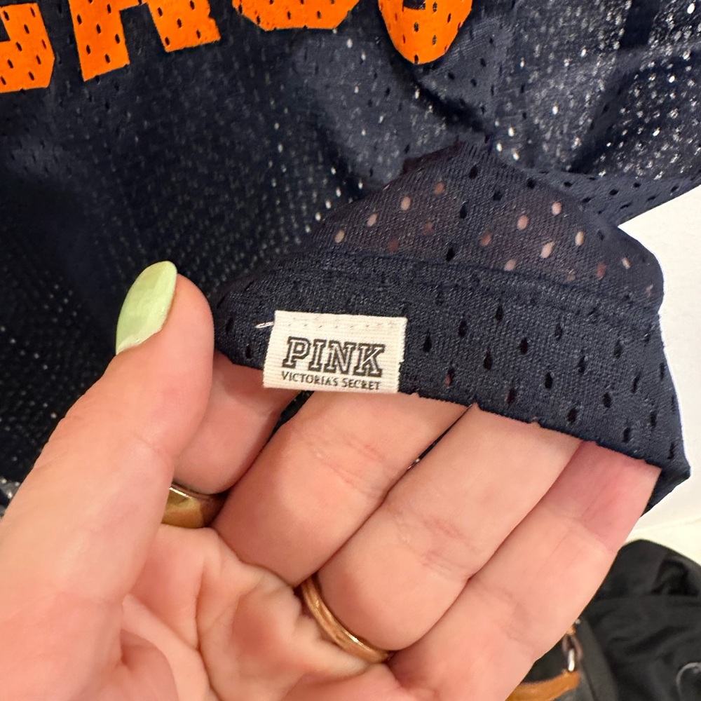 Victoria's Secret PINK Chicago Bears jersey Navy Mesh sequin logo size medium - Picture 3 of 5